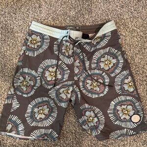 O'Neill Men's Floral Board Shorts - Brown and Blue